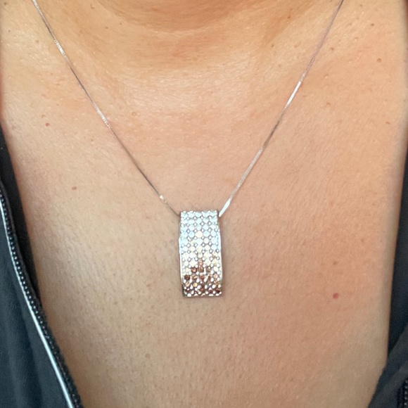 Dual sided cz paved stones mixed color rectangular pendant - Picture 10 of 16